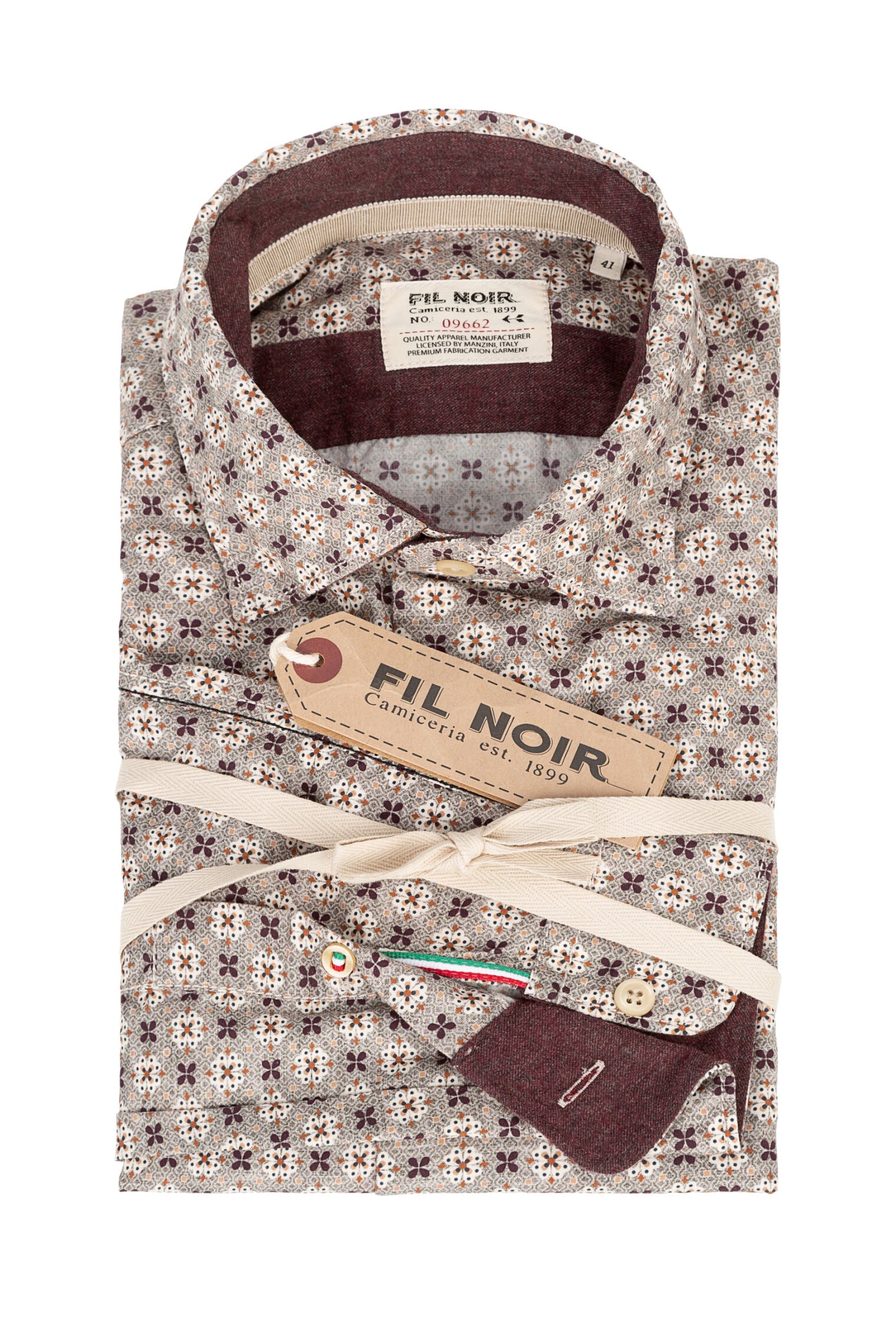 Fil Noir Treviso Shirt Burgundy Print