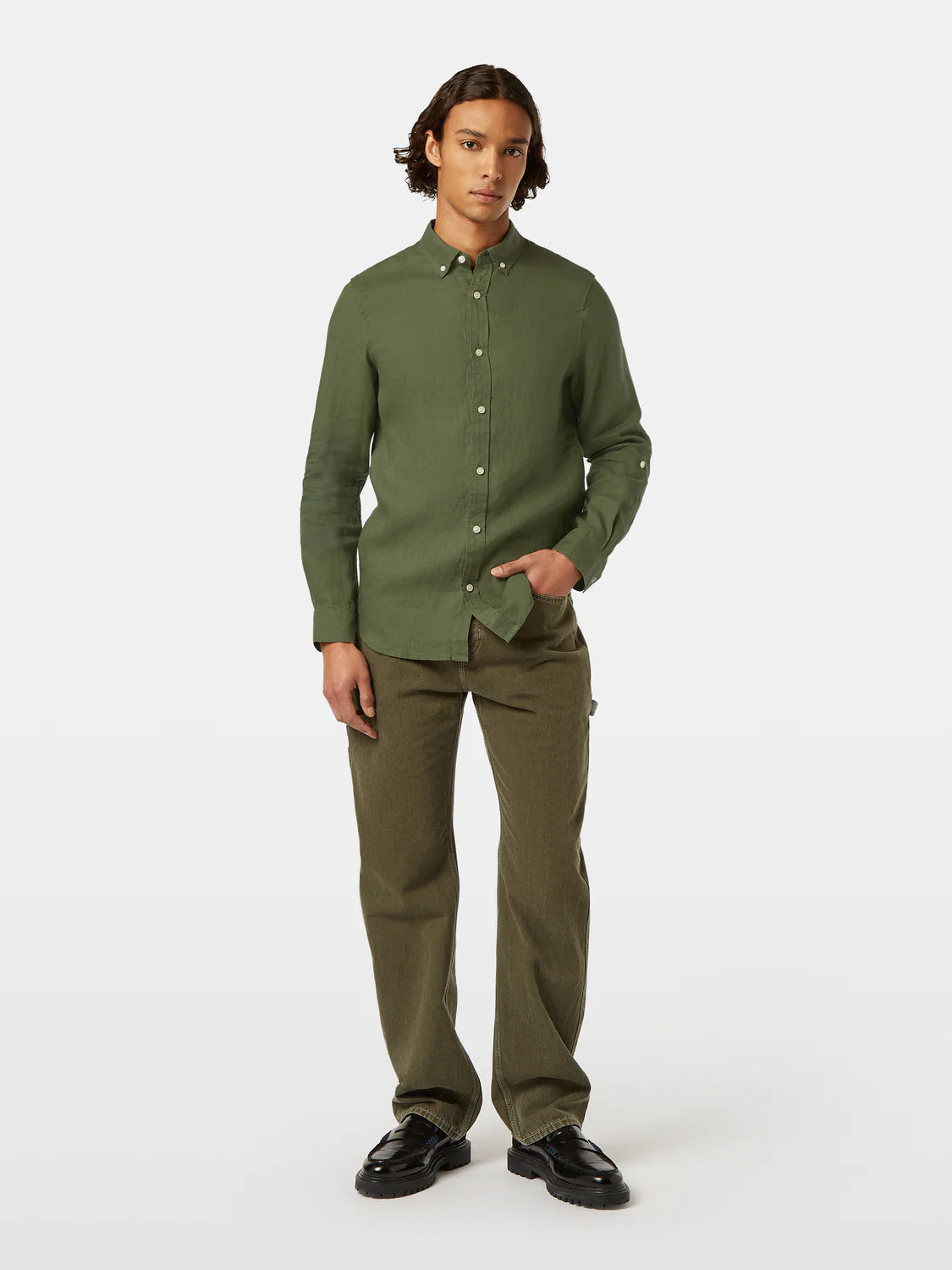 Scotch & Soda Seasonal Core Linen Shirt | Army