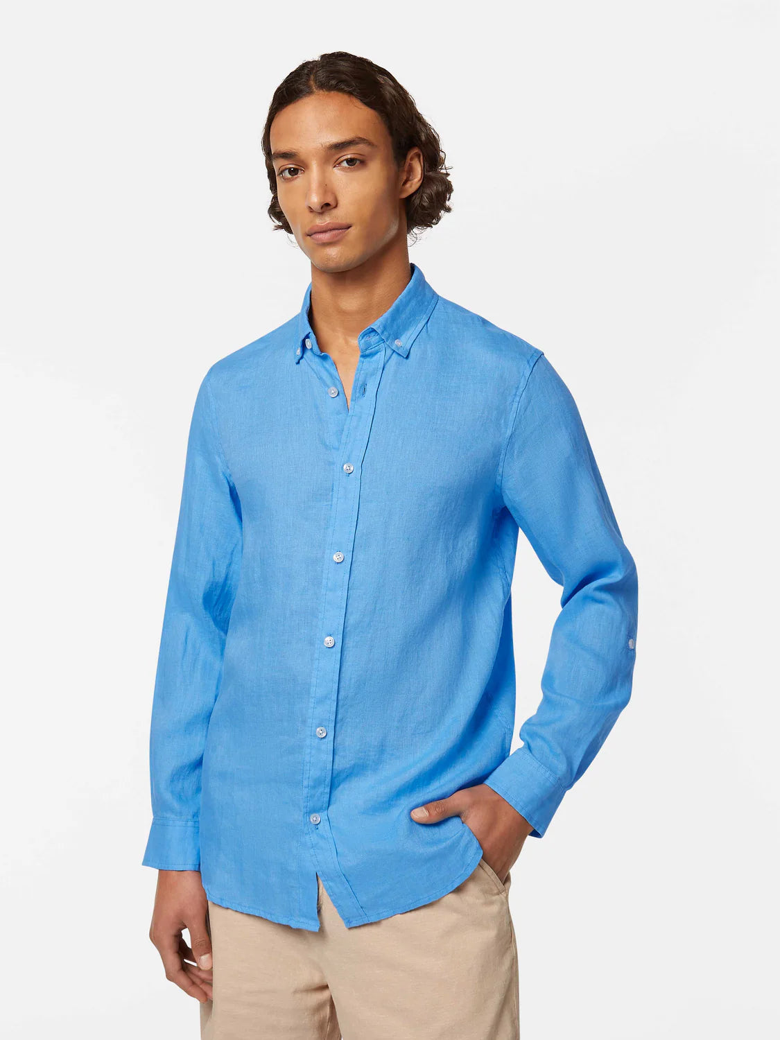 Scotch & Soda Seasonal Core Linen Shirt | Aqua Blue