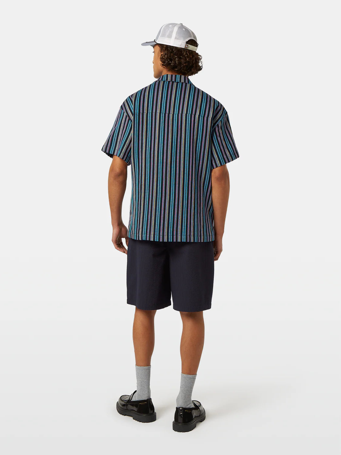 Scotch & Soda Relaxed Fit Jacquard Shirt | Aqua Blue Stripe