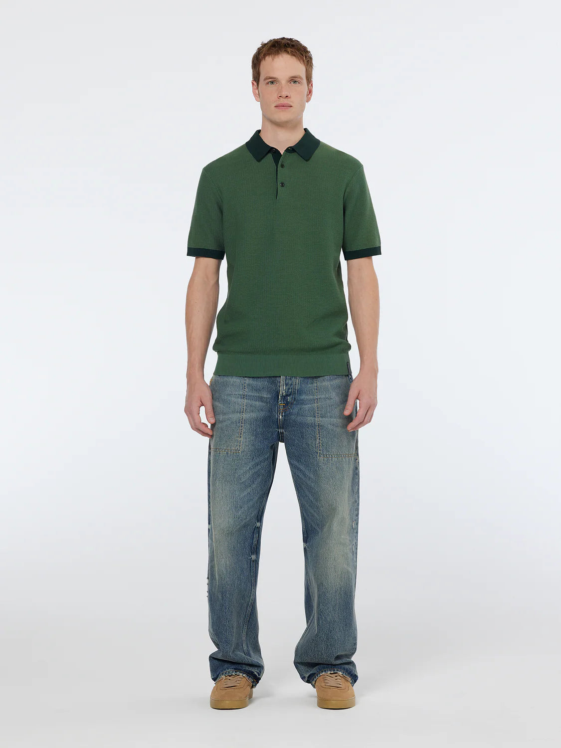 Scotch & Soda Structured Knitted Polo | Sage Green