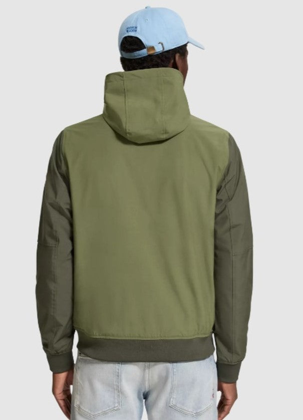 Scotch & Soda Hooded Colourblock Jacket | Army