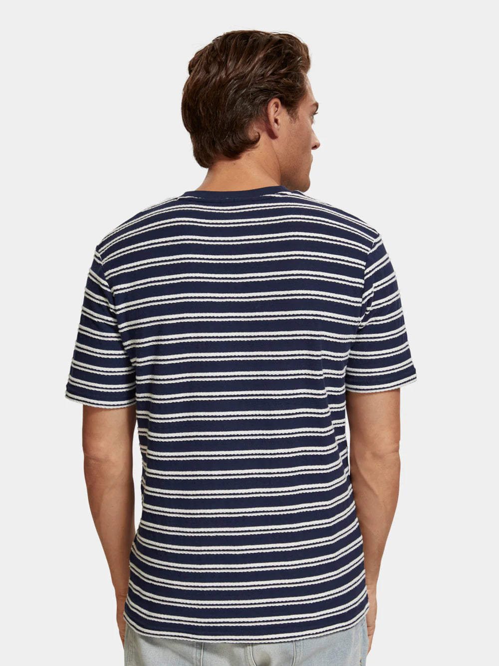 Scotch & Soda Structured Stripe T-Shirt | Navy