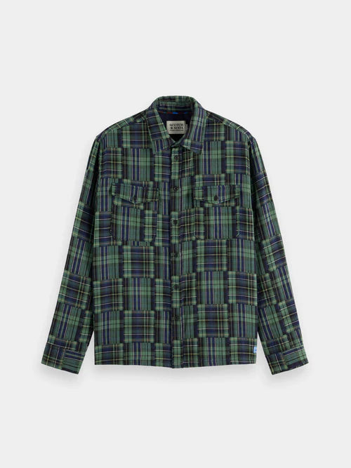 Scotch & Soda Patchwork Shirt | Navy Check