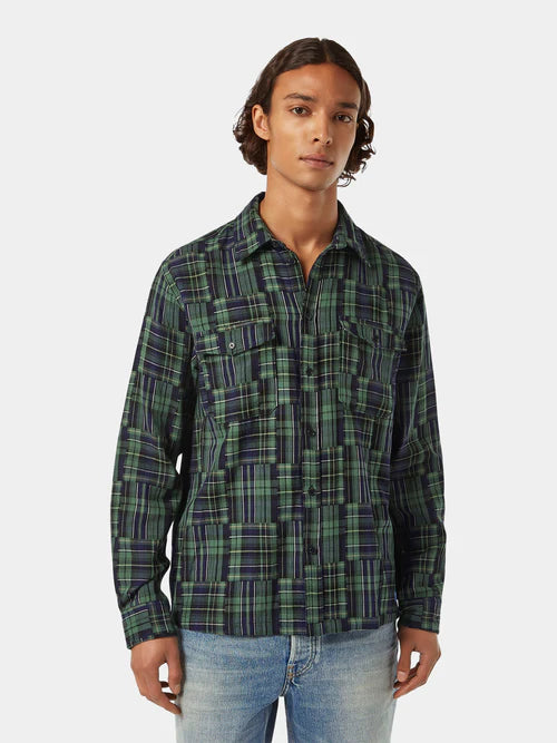 Scotch & Soda Patchwork Shirt | Navy Check