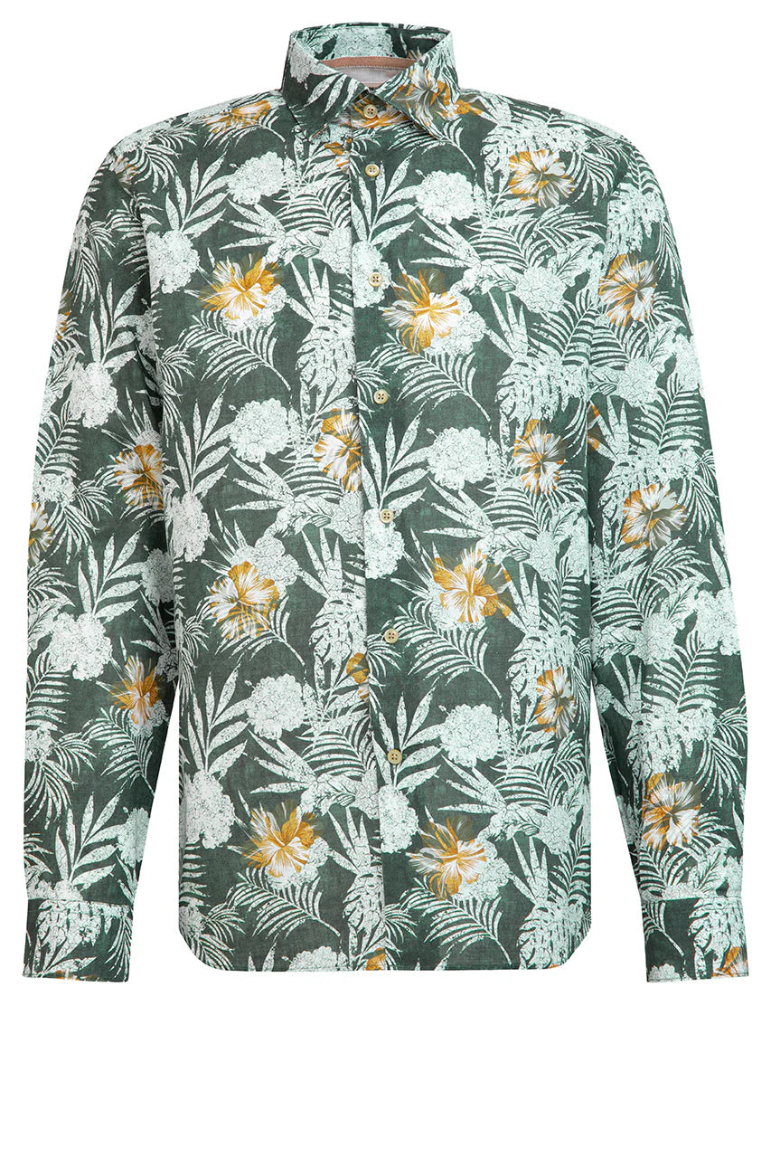 Fil Noir Treviso Linen Blend Shirt | Greenery