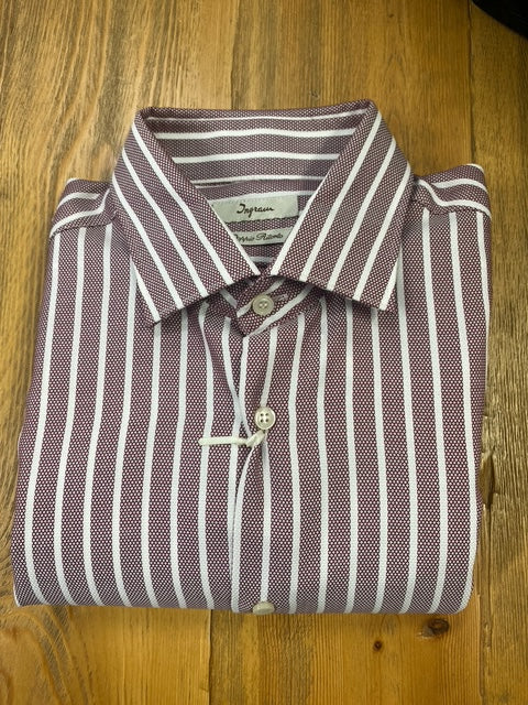 Ingram Shirt | Burgundy Stripe with Geo