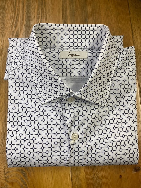Ingram Shirt | White Geo Optical Illusion
