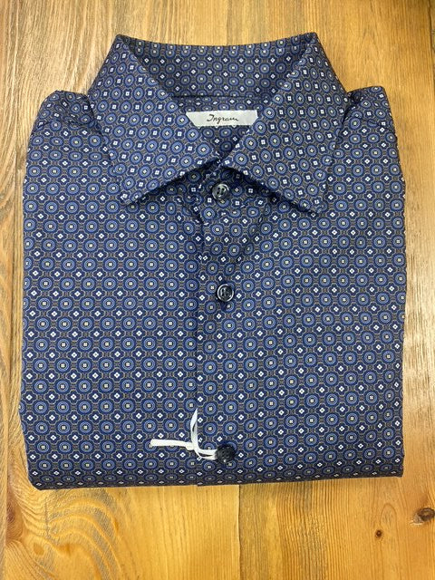 Ingram Shirt | Navy Tiny Geo Flower