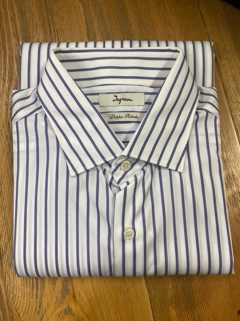 Ingram L/S Business Shirt | Navy Pinstripe