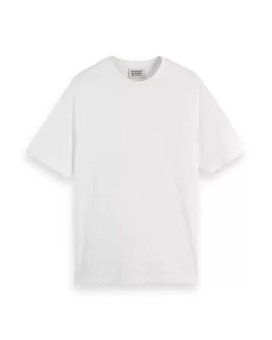 Scotch & Soda 3 Crosses Cotton/Linen T-Shirt | White