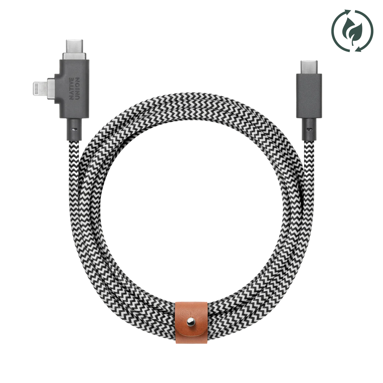 Native Union Belt Cable Duo Pro 240W (USB-C to USB-C & Lightning) | Zebra
