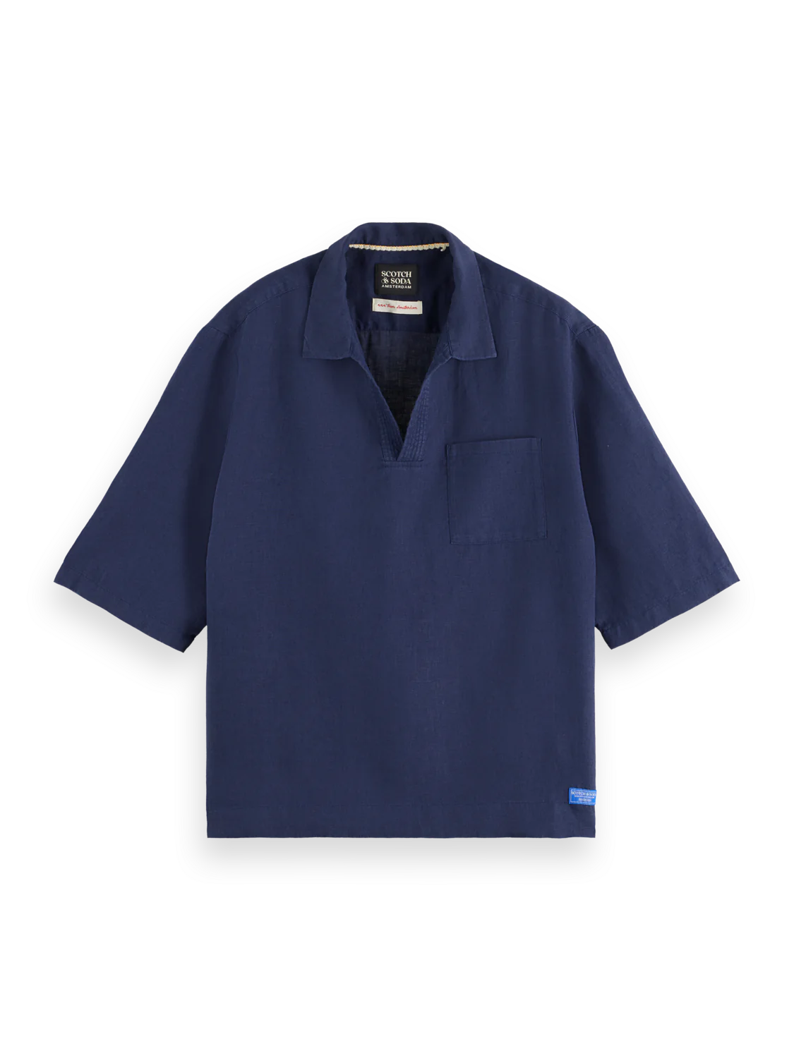 Scotch & Soda Relaxed Fit Linen Shirt | Navy