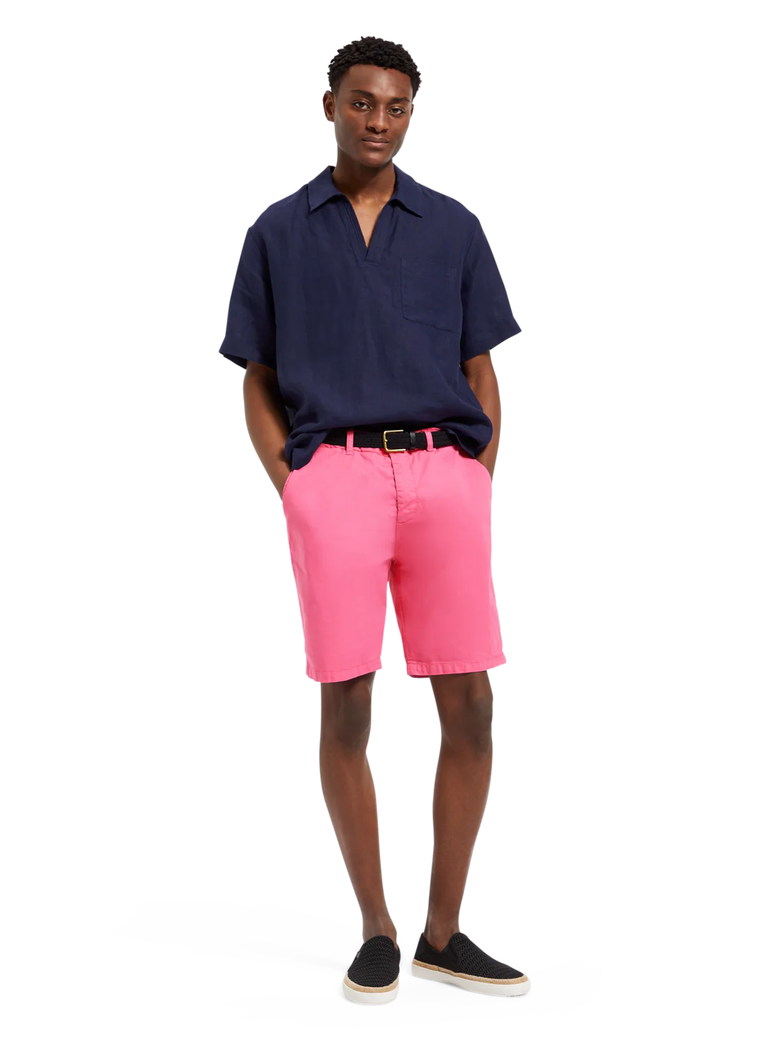 Scotch & Soda Relaxed Fit Linen Shirt | Navy