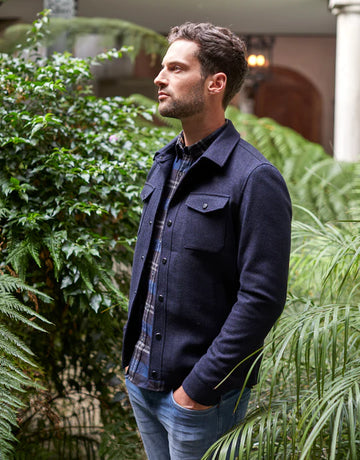 Rembrandt Makara Patch Pocket Jacket | Navy Herringbone
