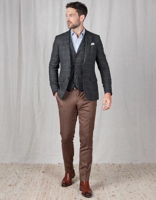 Rembrandt Hawker Check Blazer | Green & Brown