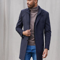 Rembrandt Compton Overcoat | Navy Chalkstripe