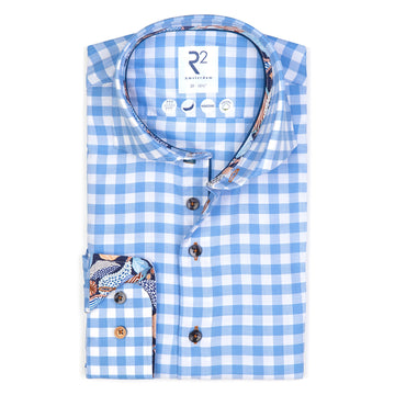 R2 Widespread L/S Shirt | Light Blue Check