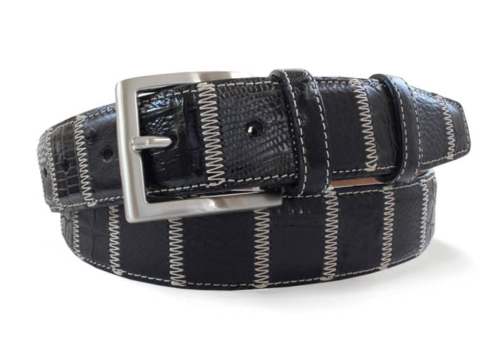 Robert Charles Patchwork Leather Belt 1610/40 | Black