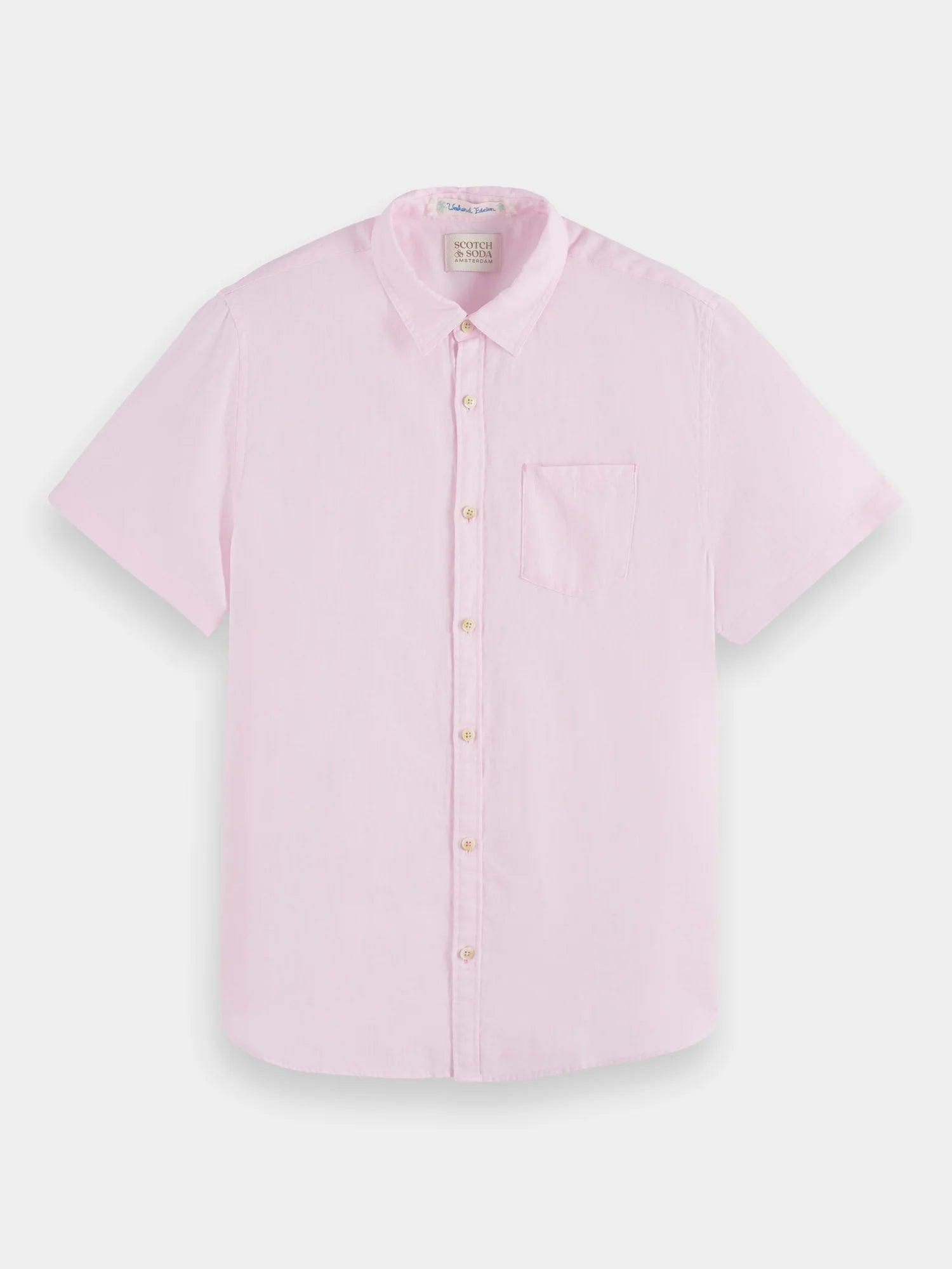 Scotch &amp; Soda Short Sleeve Linen Shirt | Rose