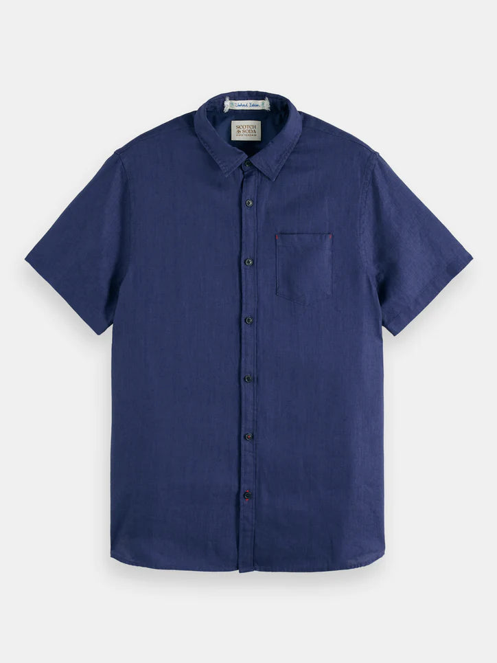 Scotch &amp; Soda Short Sleeve Linen Shirt | Marine