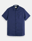 Scotch & Soda Short Sleeve Linen Shirt | Marine