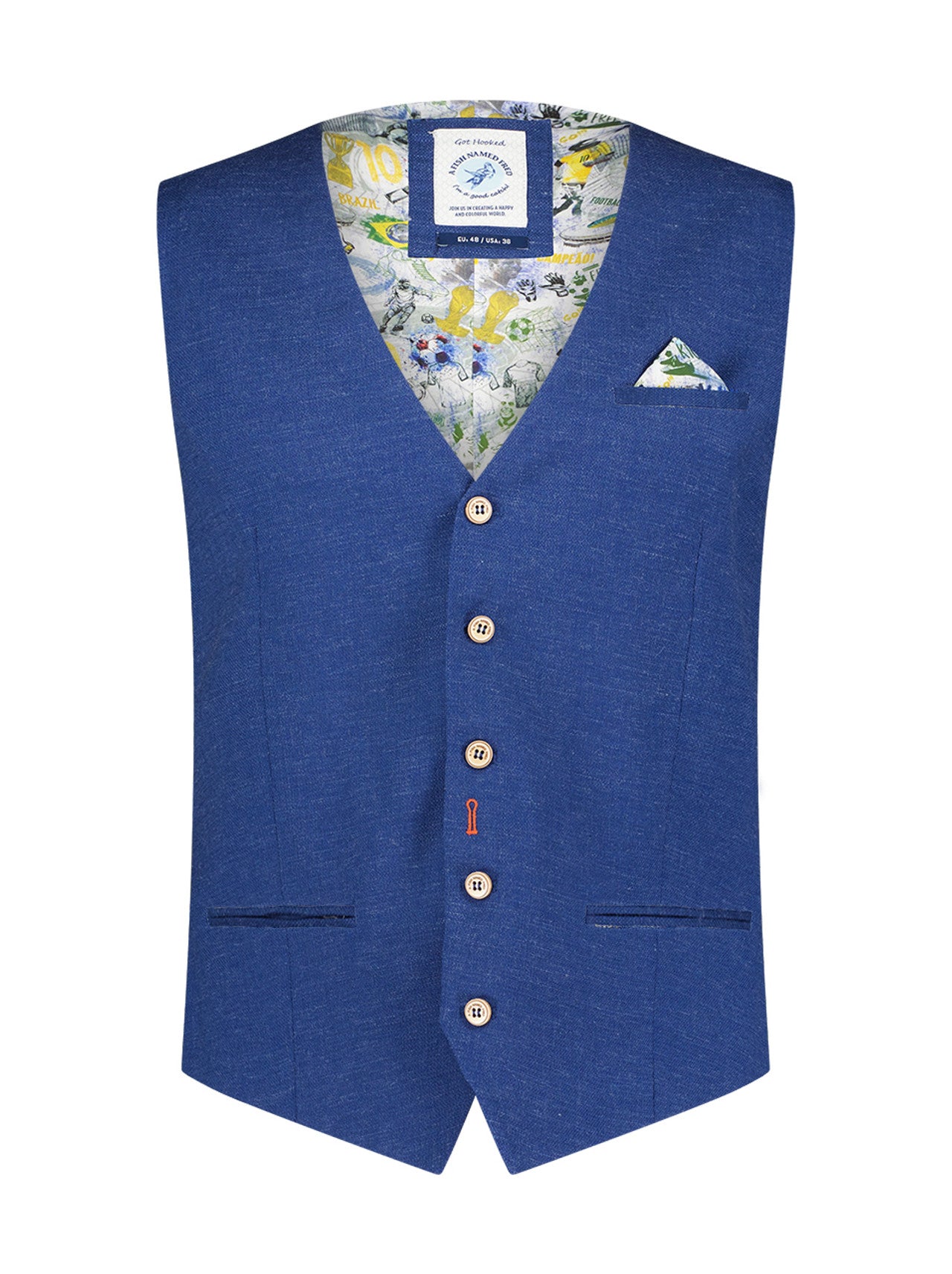 A Fish Named Fred Waistcoat | Blue Linen