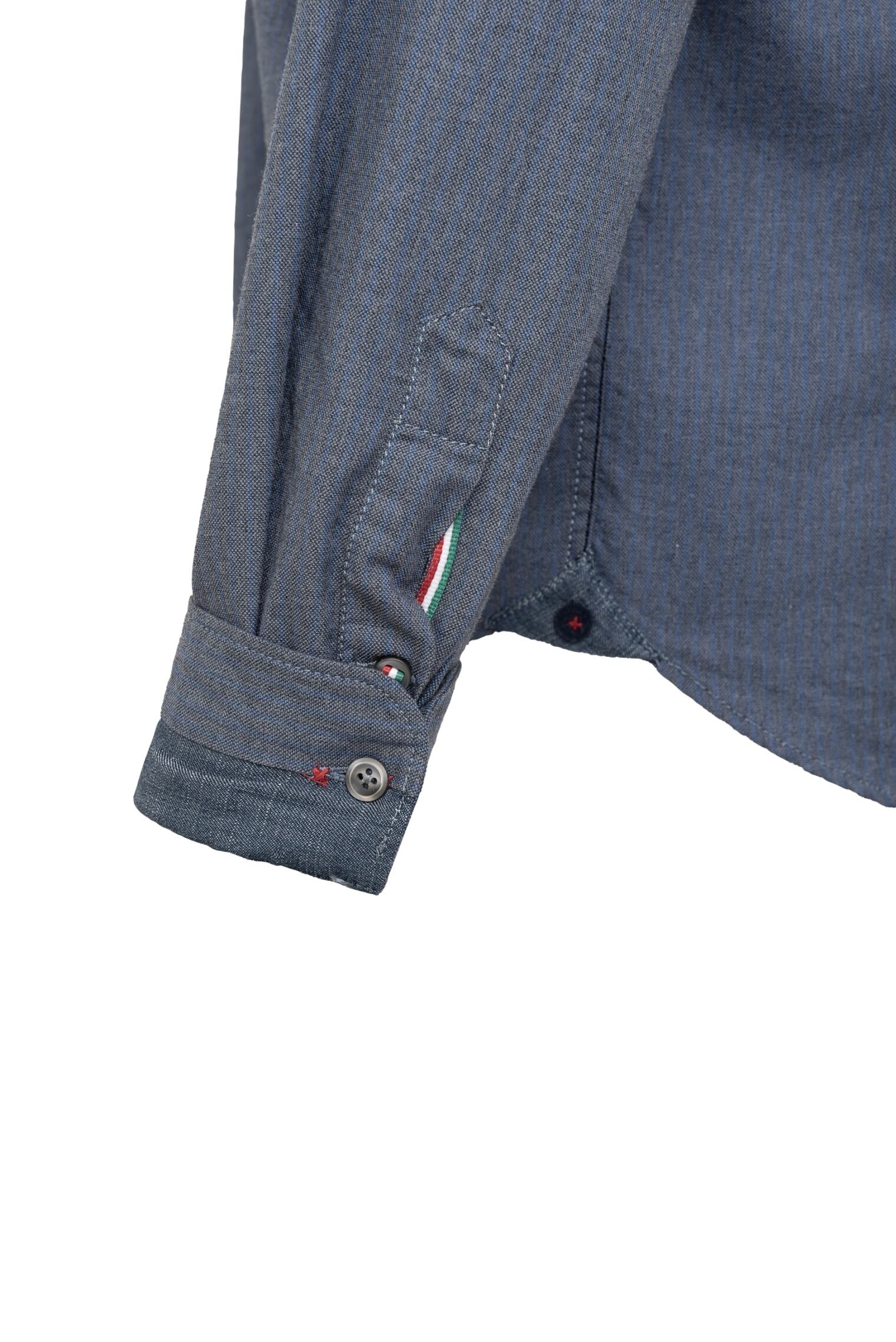 Fil Noir Giuseppe Shirt | Blue &amp; Charcoal Stripe