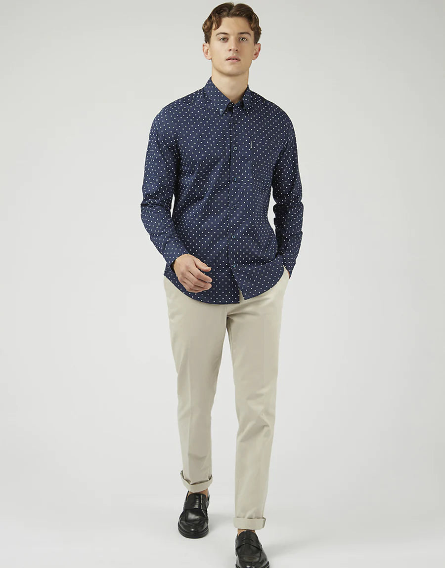 Ben Sherman L/S Shirt Polka Dot | Navy