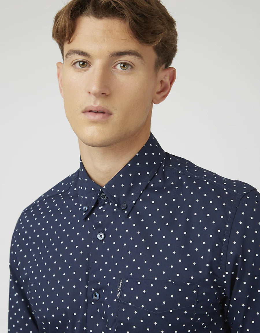 Ben Sherman L/S Shirt Polka Dot | Navy