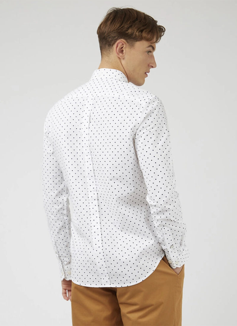 Ben Sherman L/S Shirt Polka Dot | White