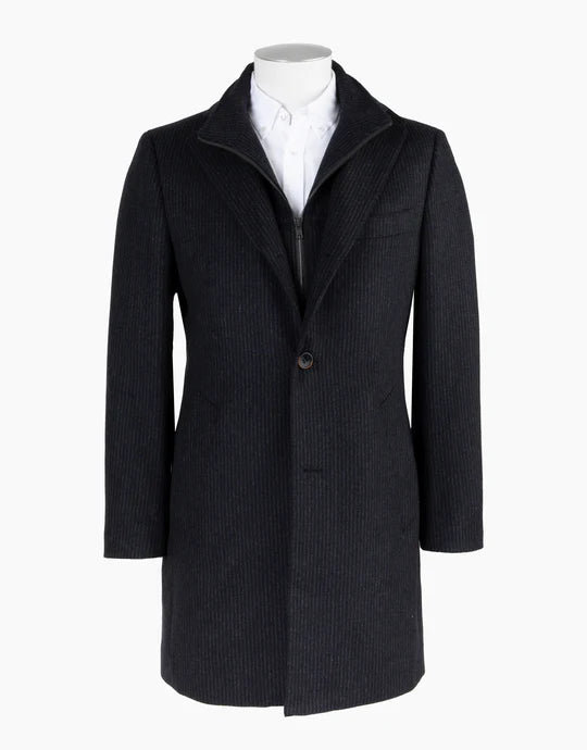 Rembrandt Compton Overcoat | Navy Chalkstripe