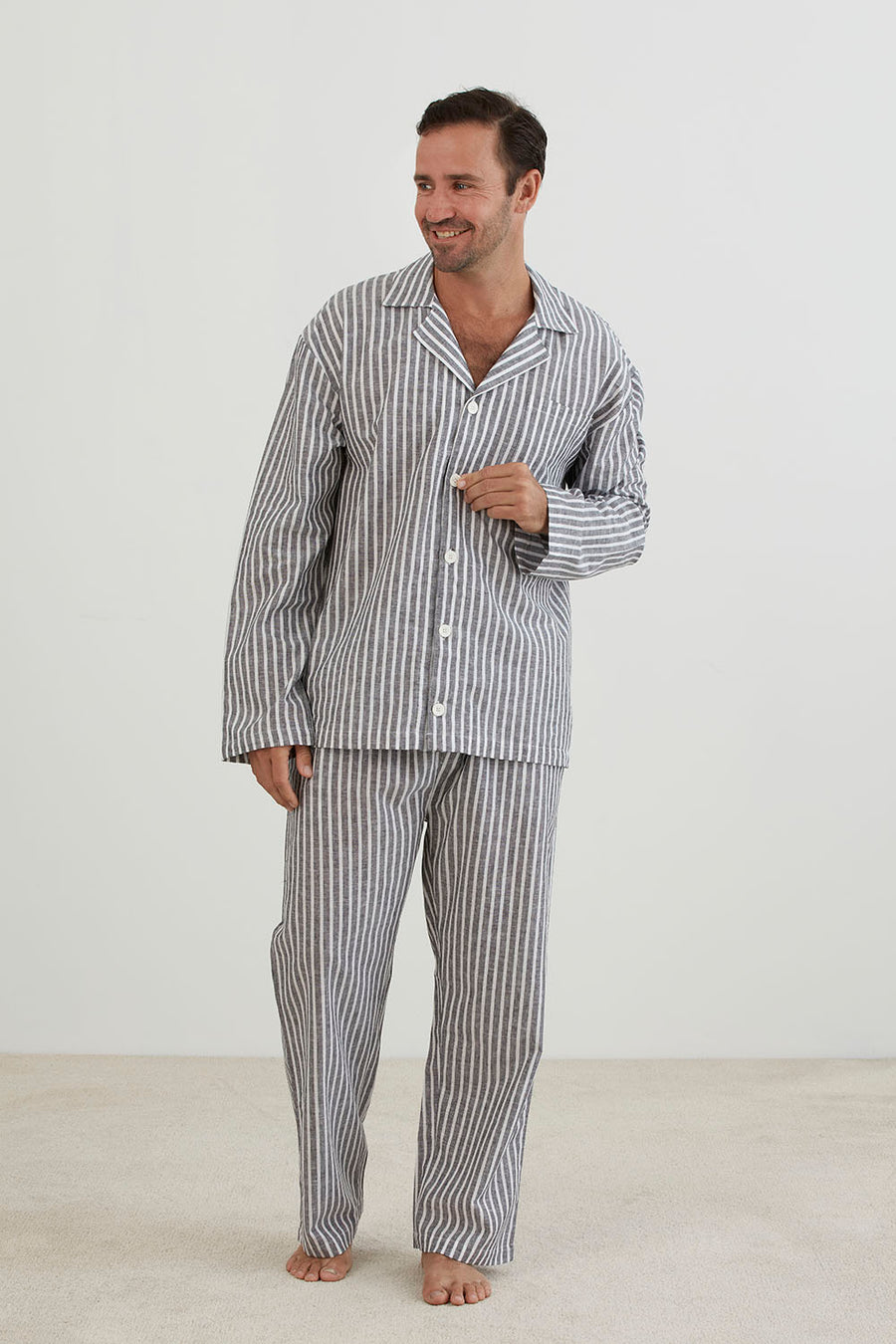 Baksana Oliver Classic PJ Set | Grey + White