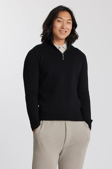 Standard Issue Merino Zip Collar | Black