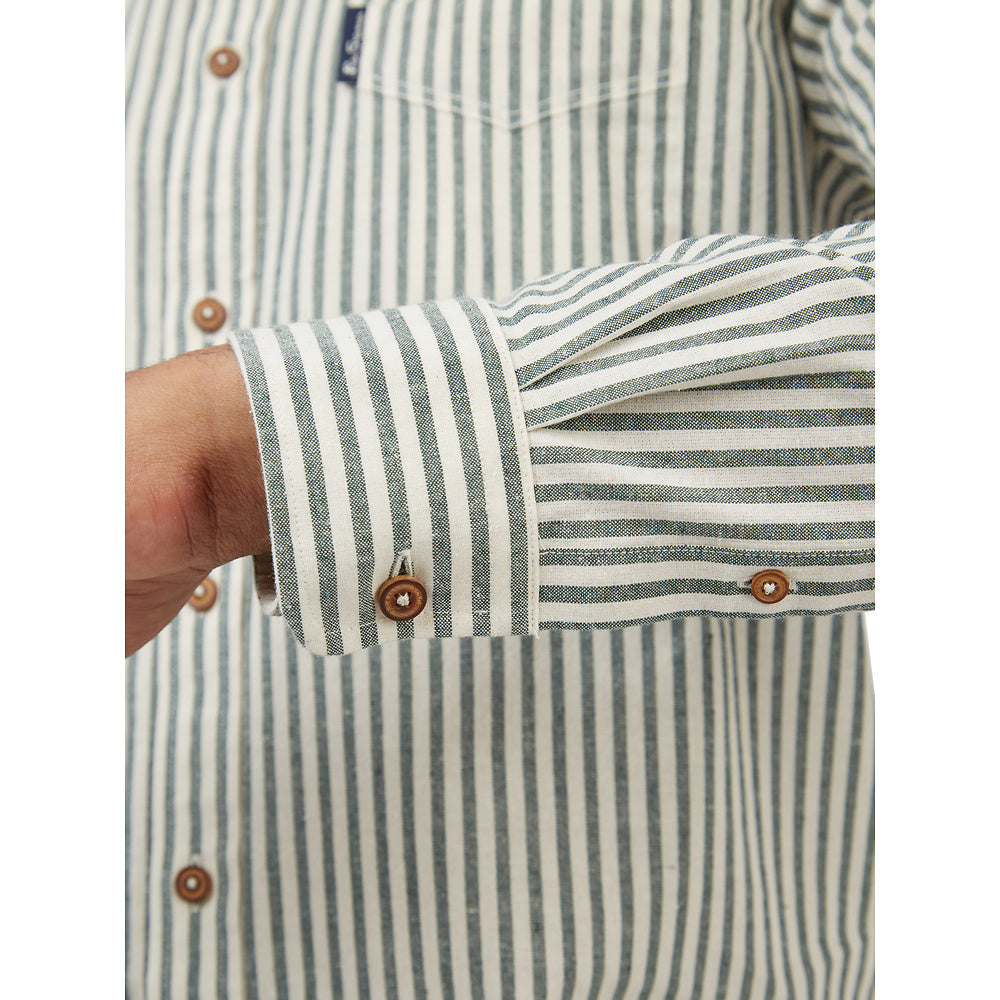 Ben Sherman Recycled Cotton Oxford | Green Stripe