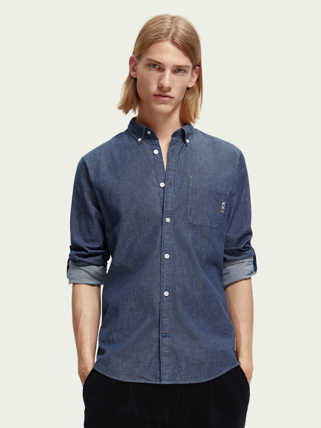 Scotch & Soda Chambray L/S Shirt | Indigo Blue