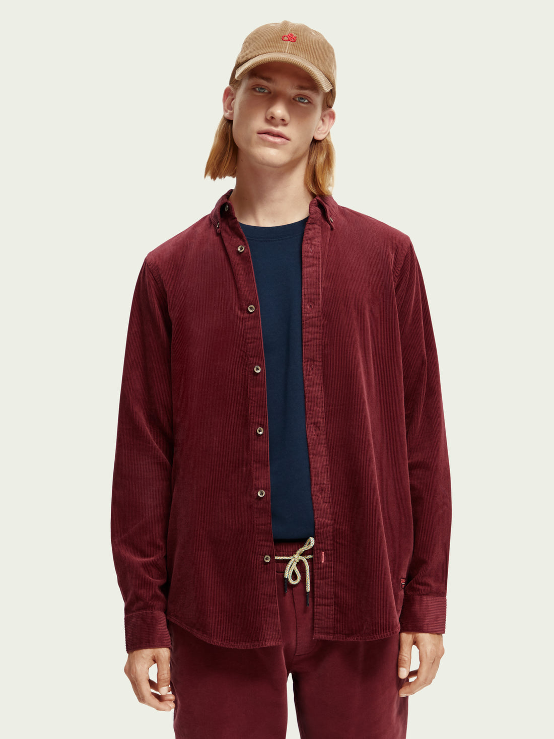 Scotch & Soda Cotton Corduroy L/S Shirt | Cayenne