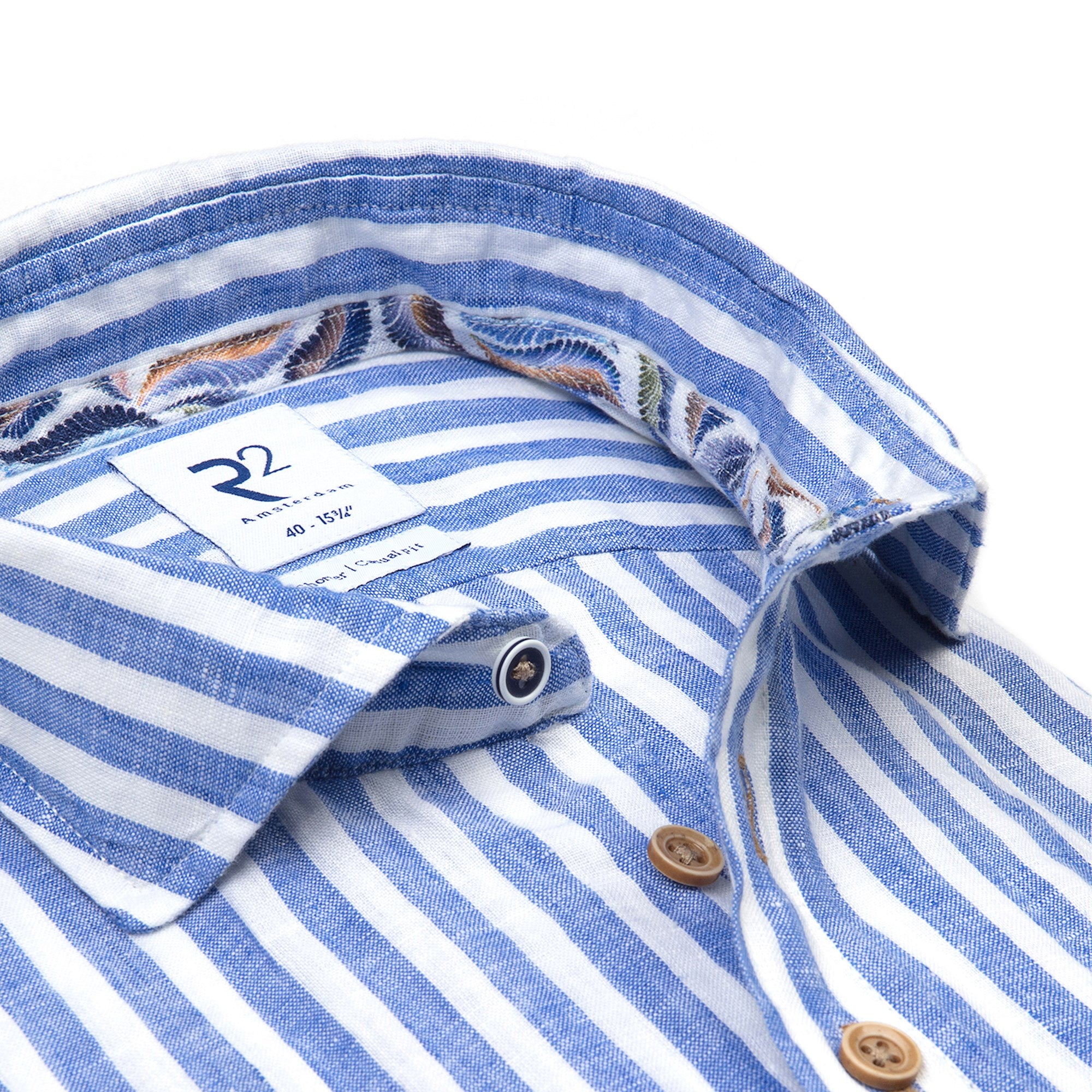 R2 Widespread Linen L/S Shirt | Blue &amp; White Stripe