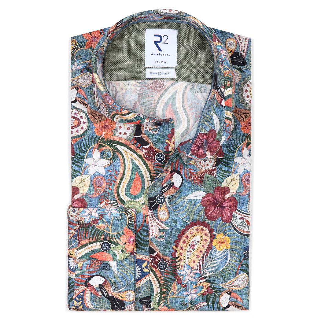R2 Cutaway Poplin L/S Shirt | Floral Paisley