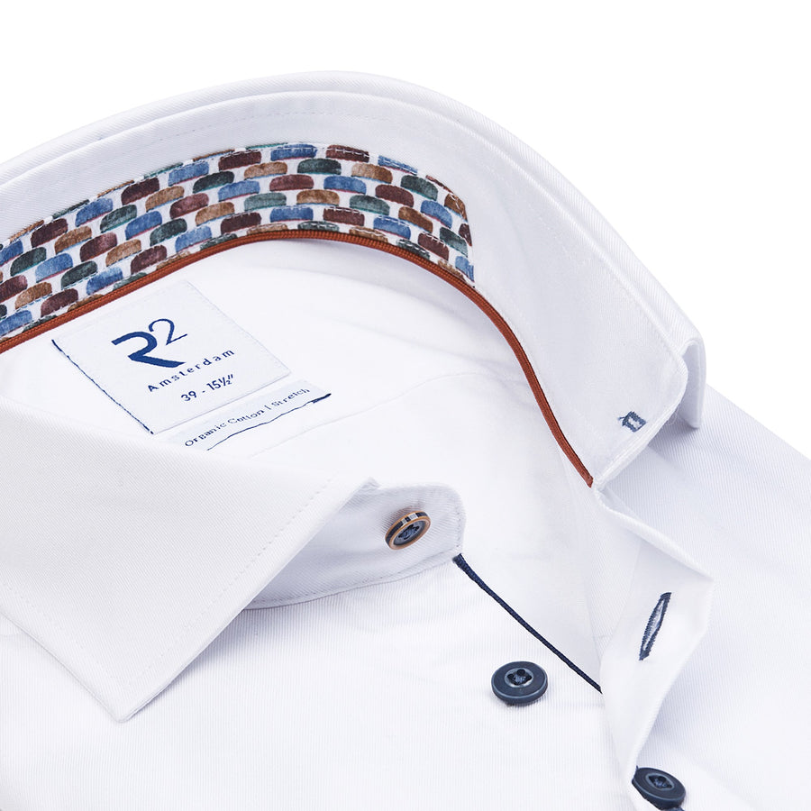 R2 Widespread L/S Shirt | White twill & Bricks