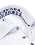 R2 Widespread L/S Shirt | White Twill & Blue Geo