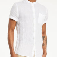 Gaudi Camicia Mandarin S/S Shirt | Linen White