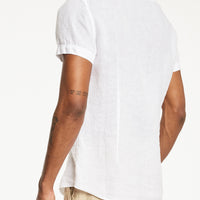 Gaudi Camicia Mandarin S/S Shirt | Linen White