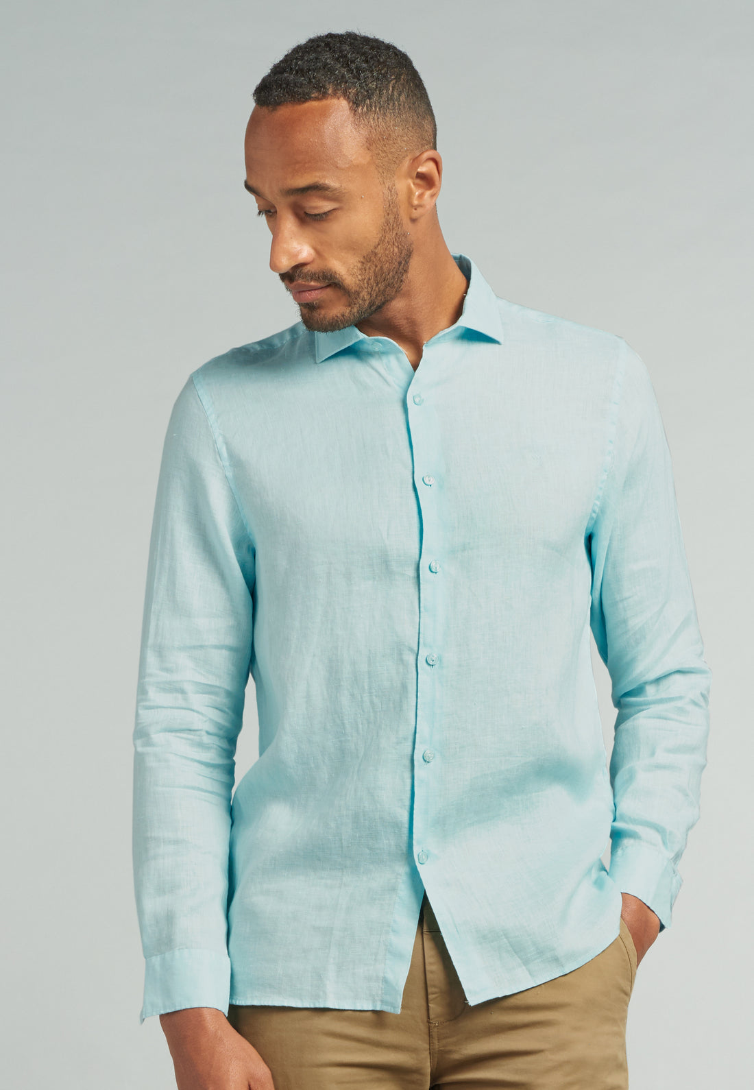 Dstrezzed Jagger L/S Linen Shirt | Azure Blue
