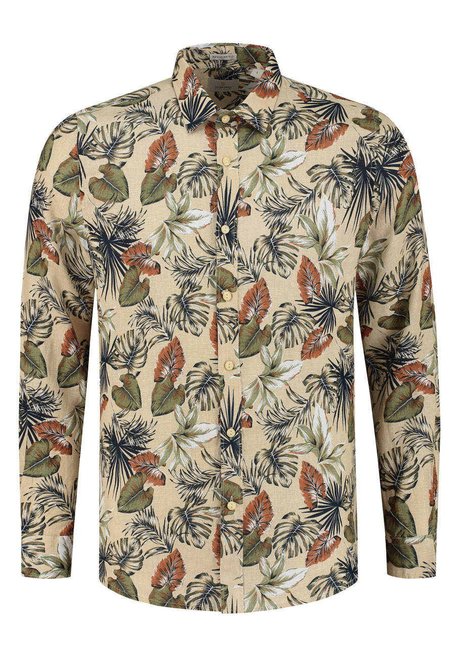 Dstrezzed Leaves L/S Linen Shirt | Sand