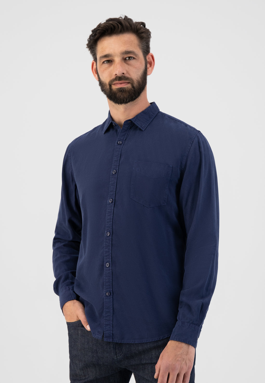 Dstrezzed L/S Tencel Shirt | Indigo Blue