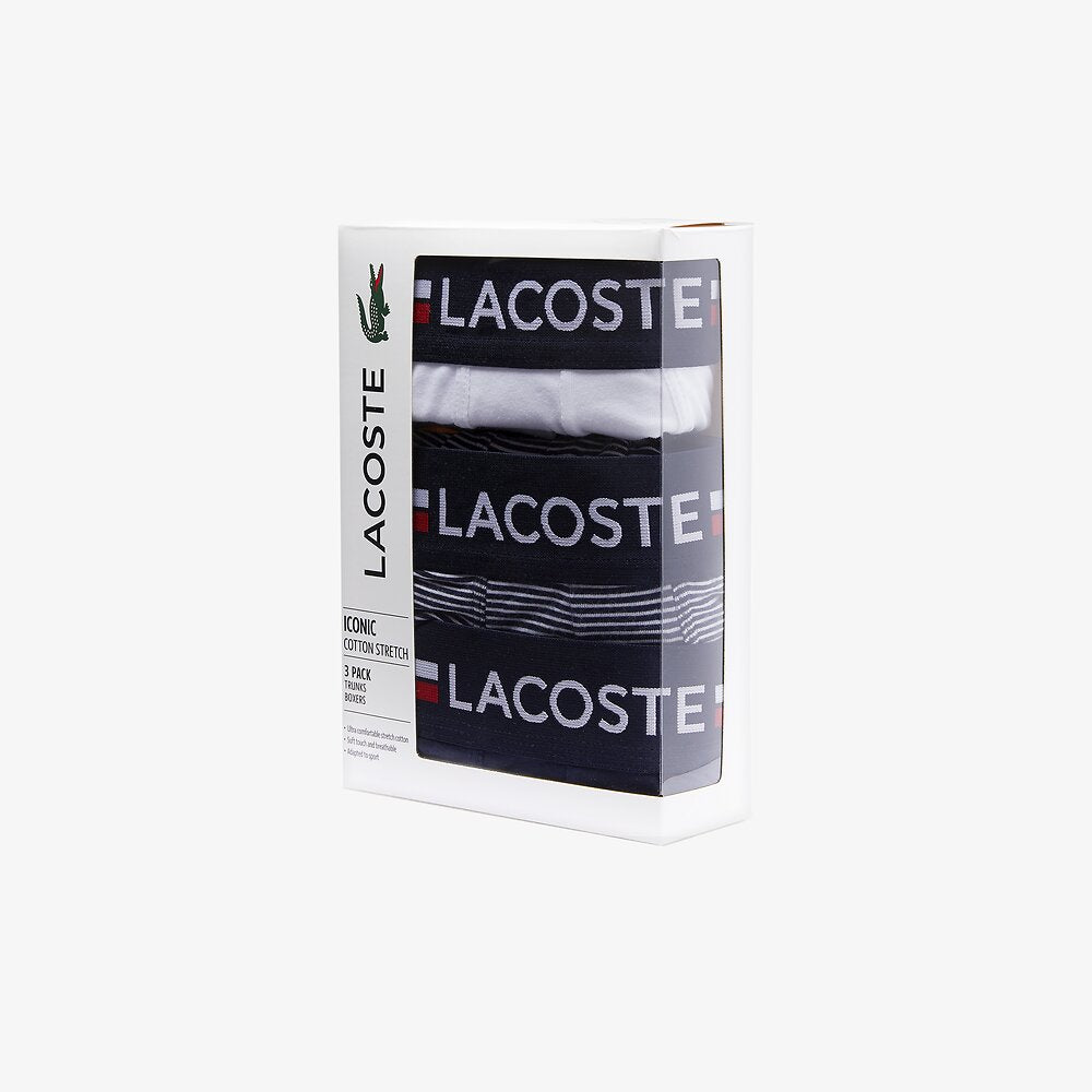 Lacoste 3pk Trunks | Navy/White/Stripe