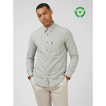 Ben Sherman Recycled Cotton Oxford | Green Stripe