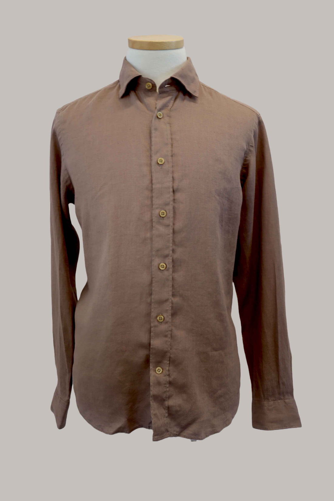 Fil Noir Roma HBD L/S Shirt | Brown Linen