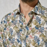 Florentino Linen Palm Print L/S Shirt
